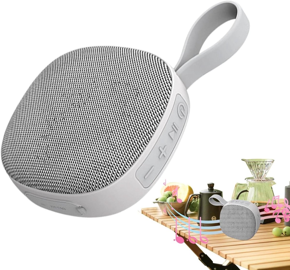 Draagbare luidspreker - Draadloze speaker - Muziek afspelen - Magnetische bevestiging - 12.8 cm breed - Grijs