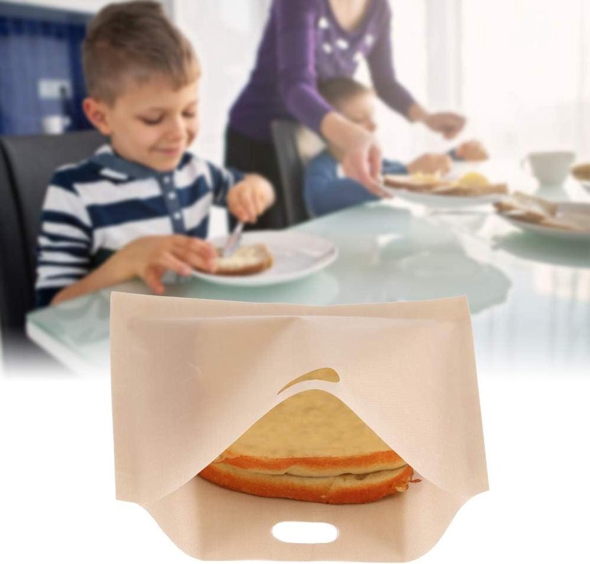 Magnetron Verwarming Tas - Broodrooster Snack - Knoeivrij Eten - Herbruikbaar Glasvezel - Drie Maten - Grijs
