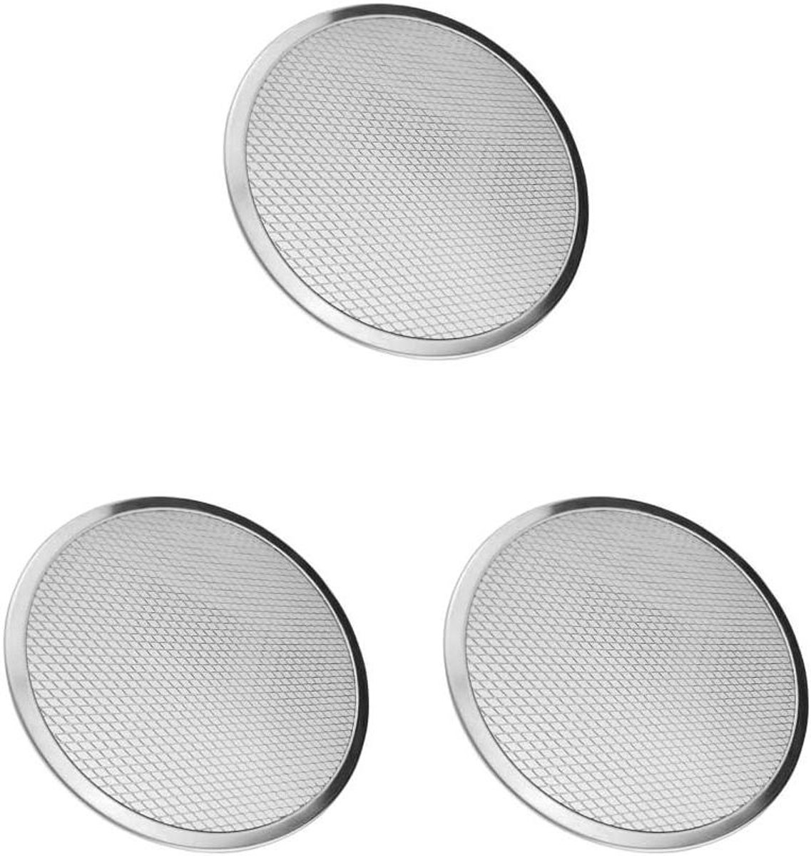 Pizza Bakplaten - Aluminium Gaas - Gelijkmatig Bakken - Fijn Mesh Ontwerp - 3 Stuks 17 Inch - Zilver
