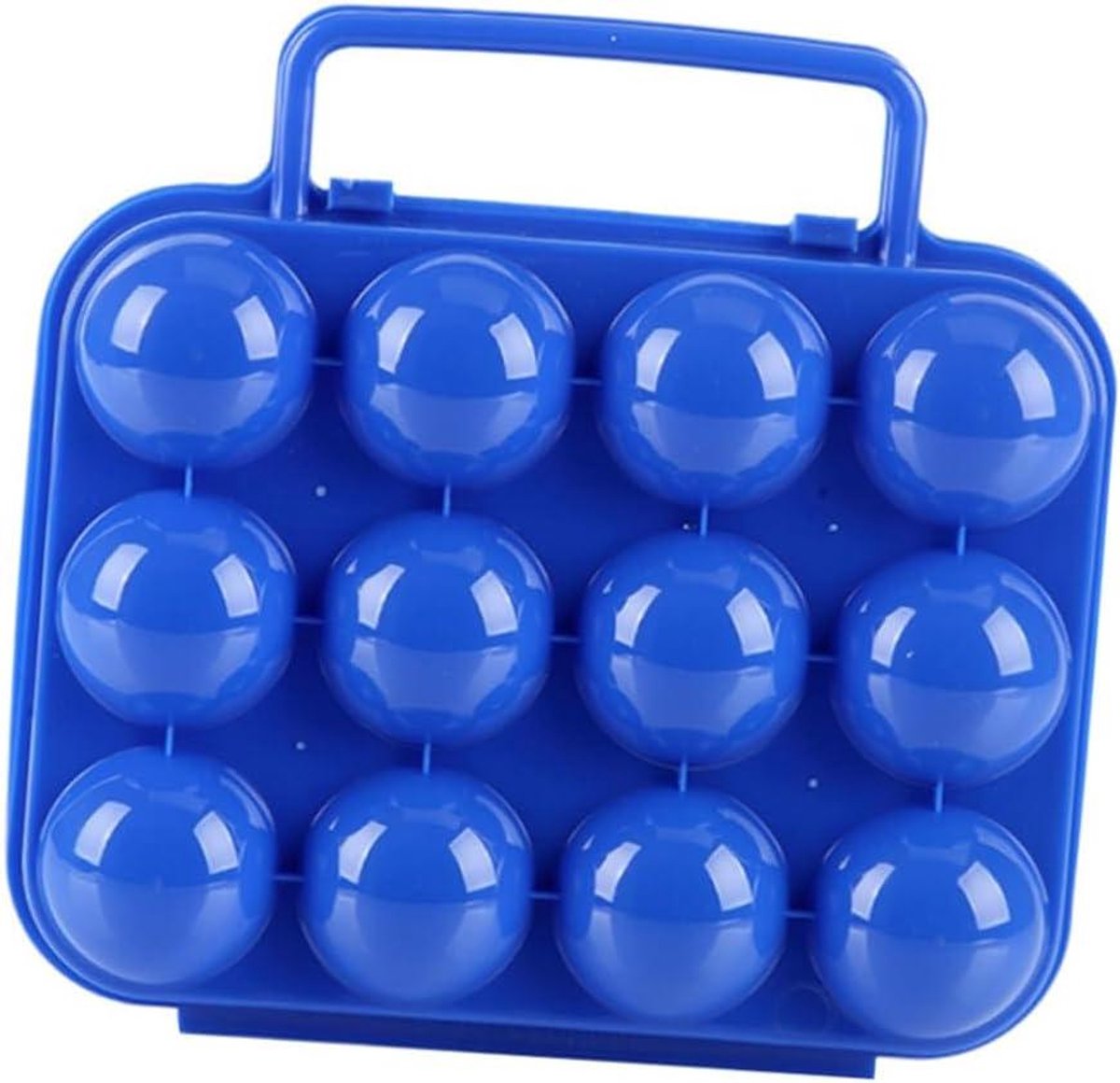 Eierdoos - Eierhouder - Veilig Vervoeren - Opvouwbaar Met Handvat - Voor 12 Eieren - Blauw