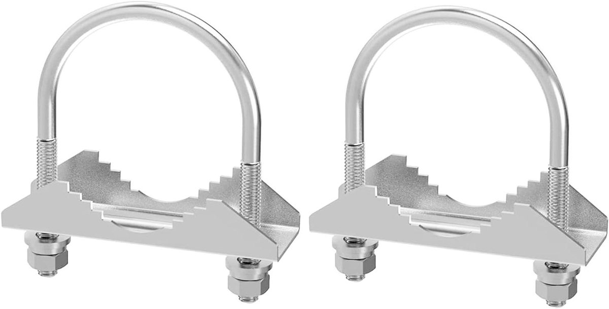 Antenne Bevestiging - Mast Klem - Buiten Installatie - Robuust Metaal - 30-50mm Paal - Zilver