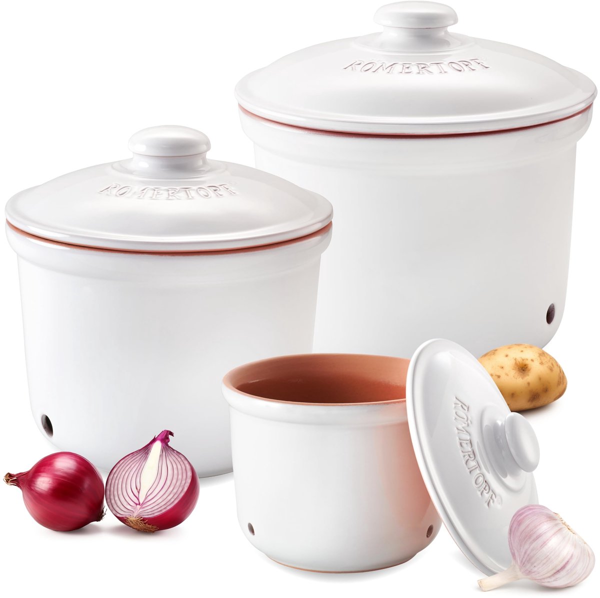 Dailygoods - 3-delige Set Vershoudpannen van Keramiek voor Groenten