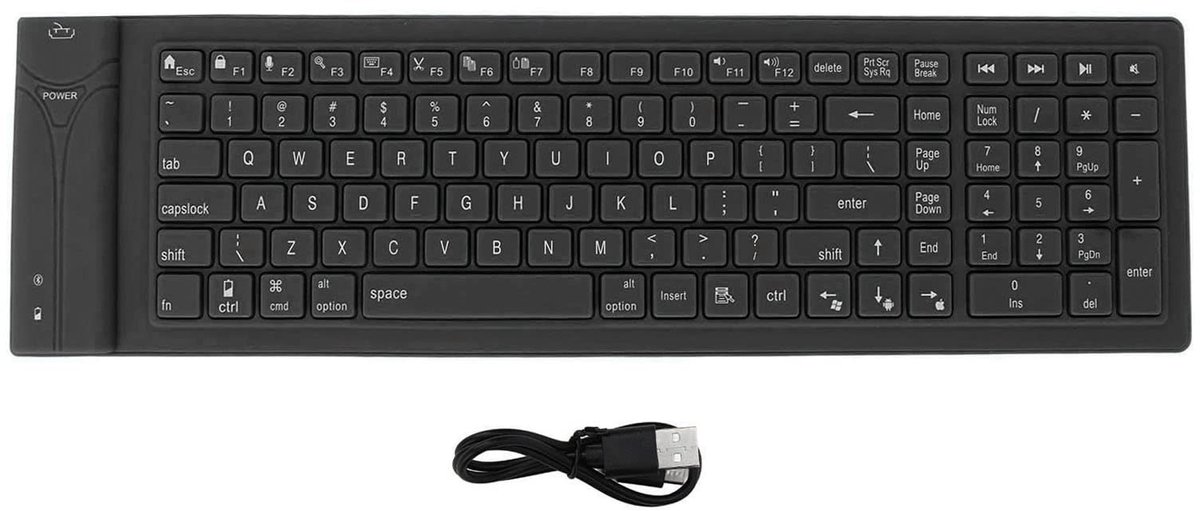 Dailygoods - Dailygoody - Stil toetsenbord - Draadloos - Opvouwbaar ontwerp - Siliconen - Waterdicht - Geschikt voor laptop en pc - Lichtgewicht