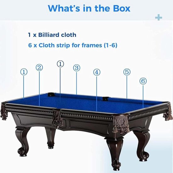 Biljartdoek - Pooltafelkleed Vilten - Sport Spel - Duurzaam Anti-Kras - 7/8/9ft - Blauw — afbeelding 3