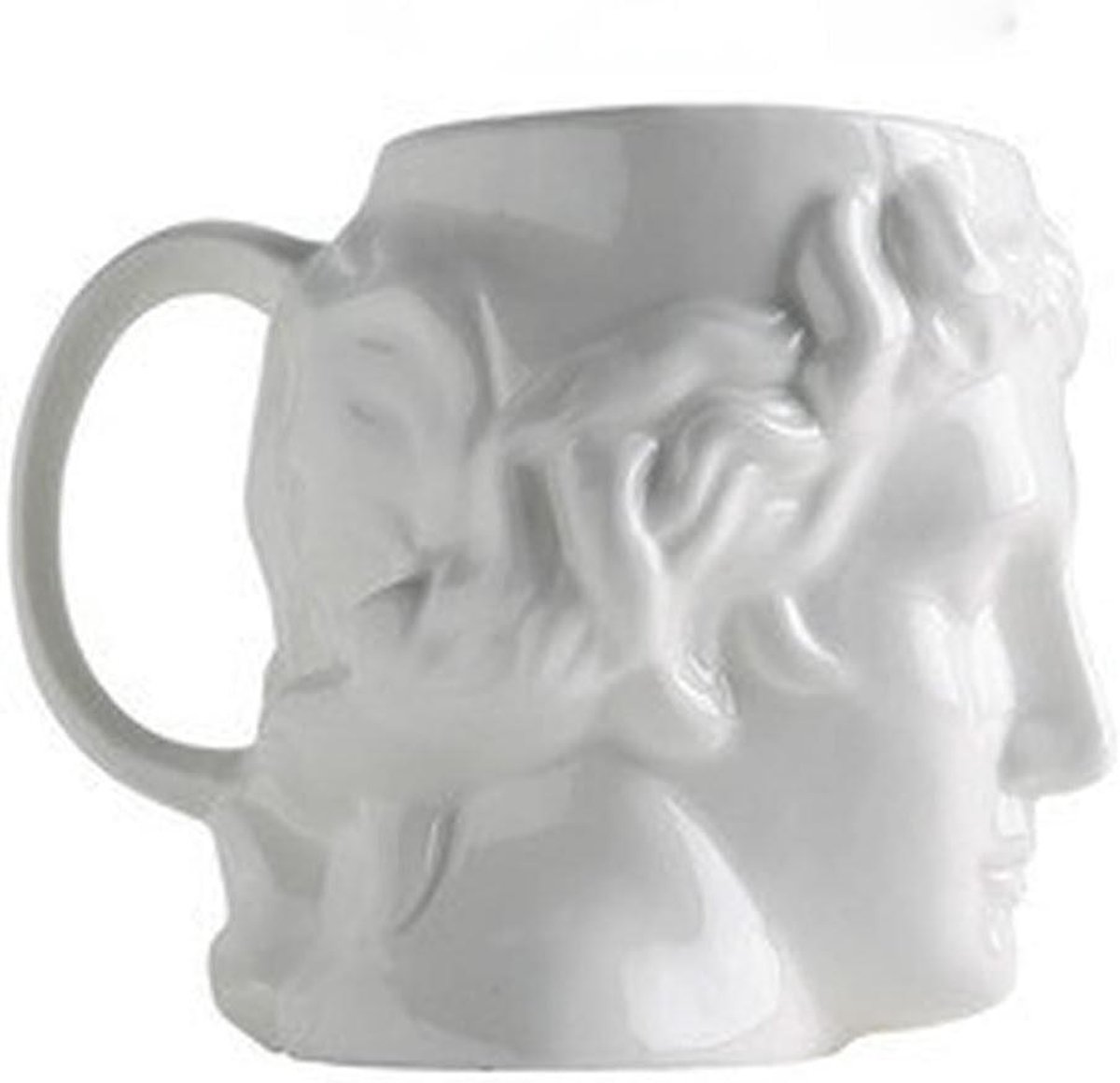 Keramische Mok - Theekop - Kantoor Decoratie - Sculptuur Design - 450g Gewicht - Wit