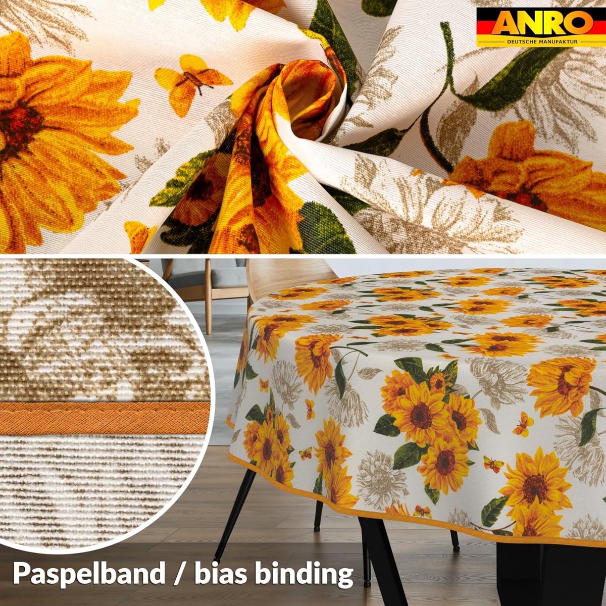 Tafelkleed - Oliezeil - Tuin en Keuken - Waterafstotend - 100 cm - Zonnebloemen