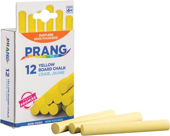 Hygieia Dustless Board Chalk, 3 1/4 x 3/8, Geel, 12/Doos — afbeelding 2