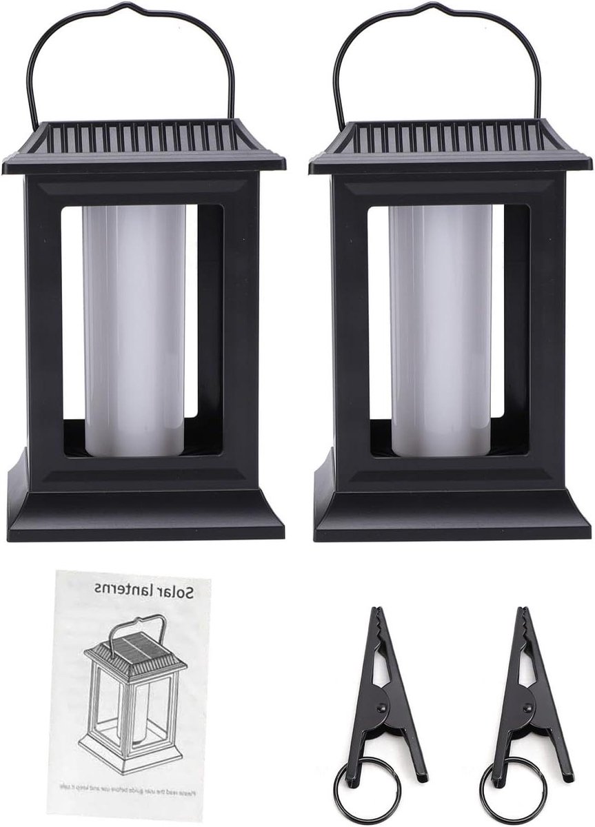 Zonne Lantaarns - Buitenlampen Set - Tuin Decoratie - Vlam Simulatie - 2 Stuks - Warm Lich