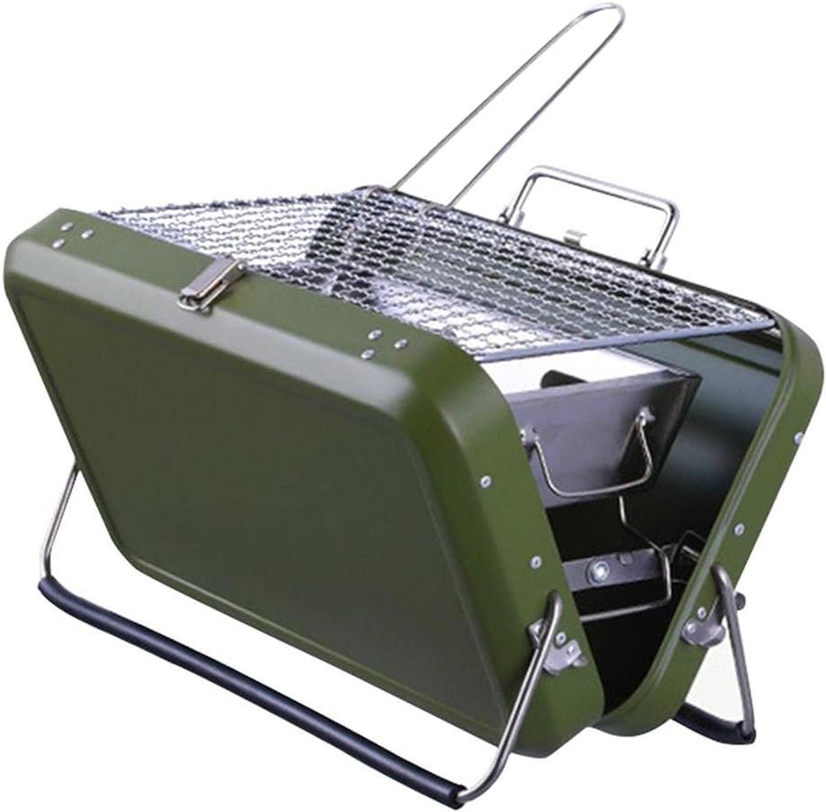 Houtskool Grill - Barbecue Oven - Buiten Koken - Verwijderbaar Ontwerp - 25.5 x 16 cm - Zilverkleurig