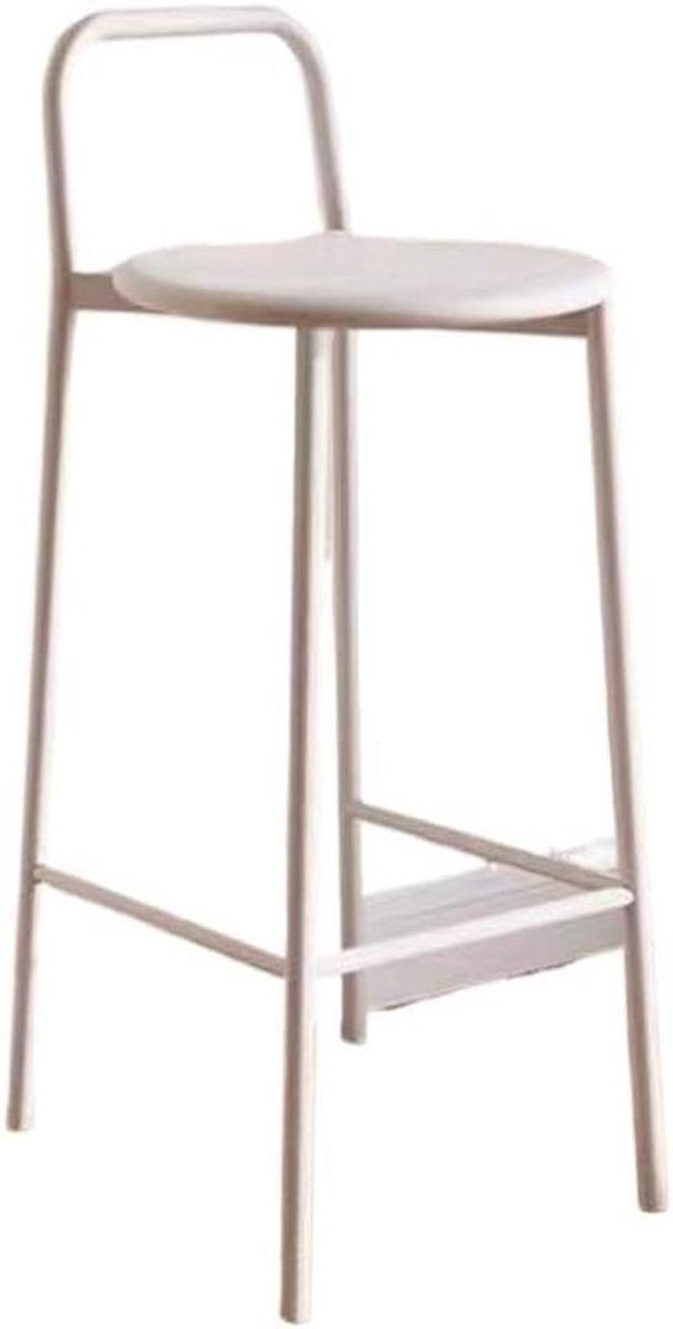 Barkruk met rugleuning - Hoge stoel - Keuken en bar - Ergonomisch ontwerp - 55 cm - Wit