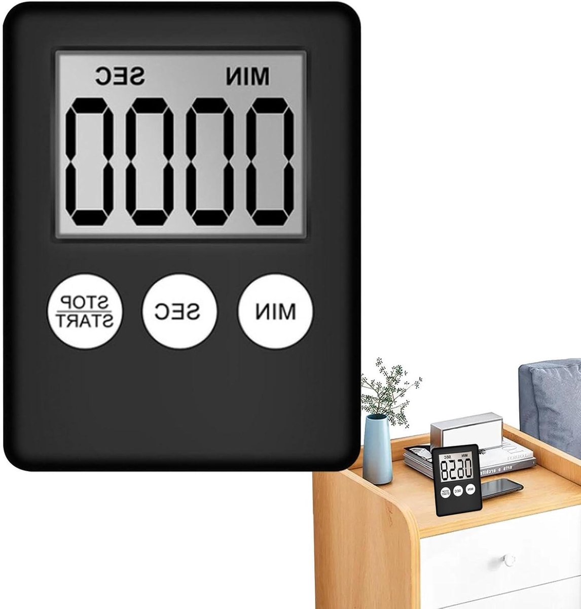 Digitale Timer - Keuken Timer - Koken Leren - Luid Alarm - 99 Minuten - Zwart