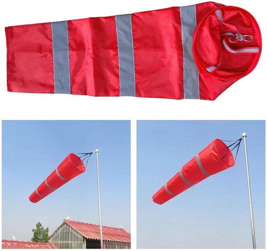 Windzak - Windmeter - Windrichting meten - Reflecterende strepen - 60-100cm - Rood — afbeelding 4