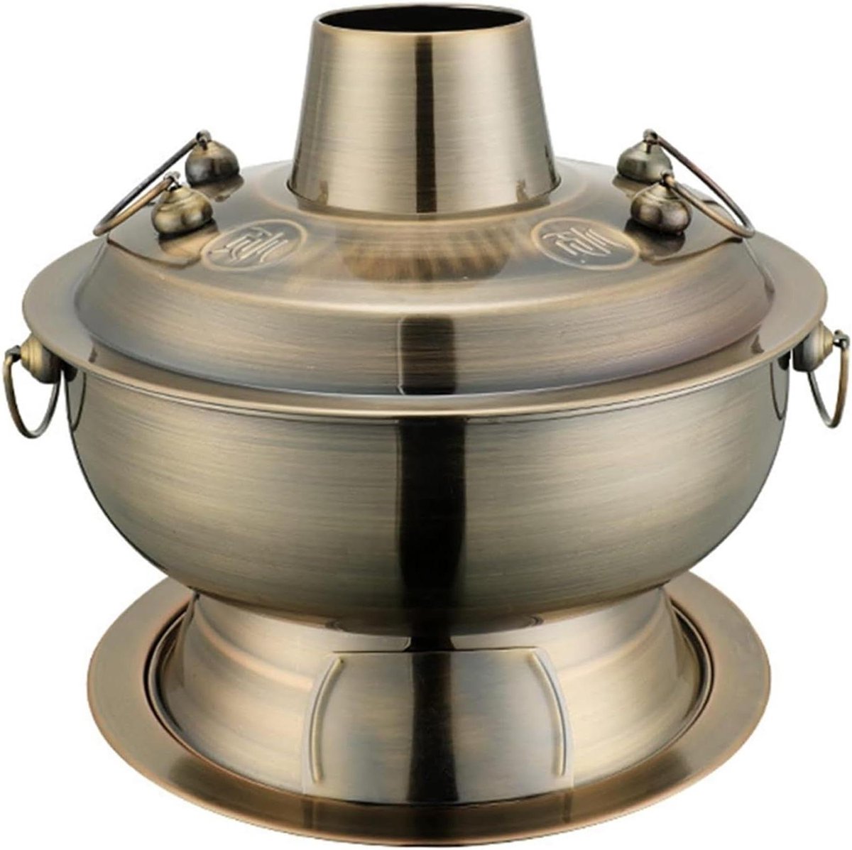 Koperen Hot Pot - Chinese fondue - Gezellig Tafelen - Traditioneel Verwarmd - 34cm Diameter - Brons