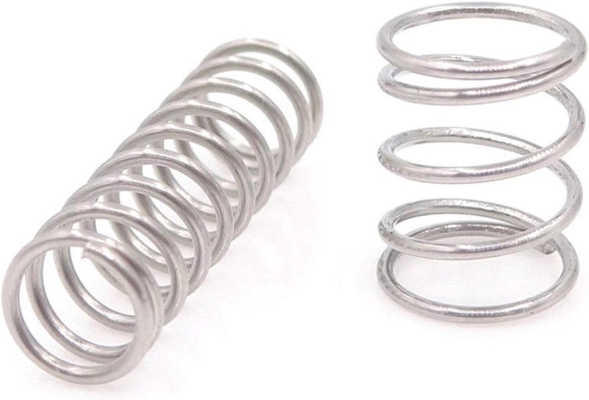 Compressieveer Set - Spanningsveren Staal - Reparatie Projecten - Niet-corrosieve Afwerking - 10mm Buitendiameter - Zilverkleurig