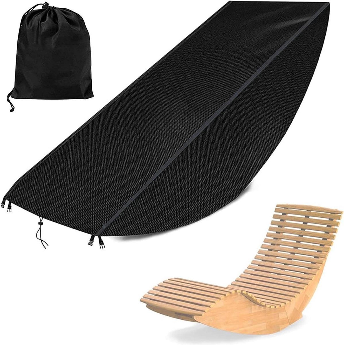 Loungestoelhoezen Voor - Tuinstoelhoezen Schommelstoel - Buitenmeubels Beschermen - Waterdicht UV-bestendig - 65x95x155cm - Zwart