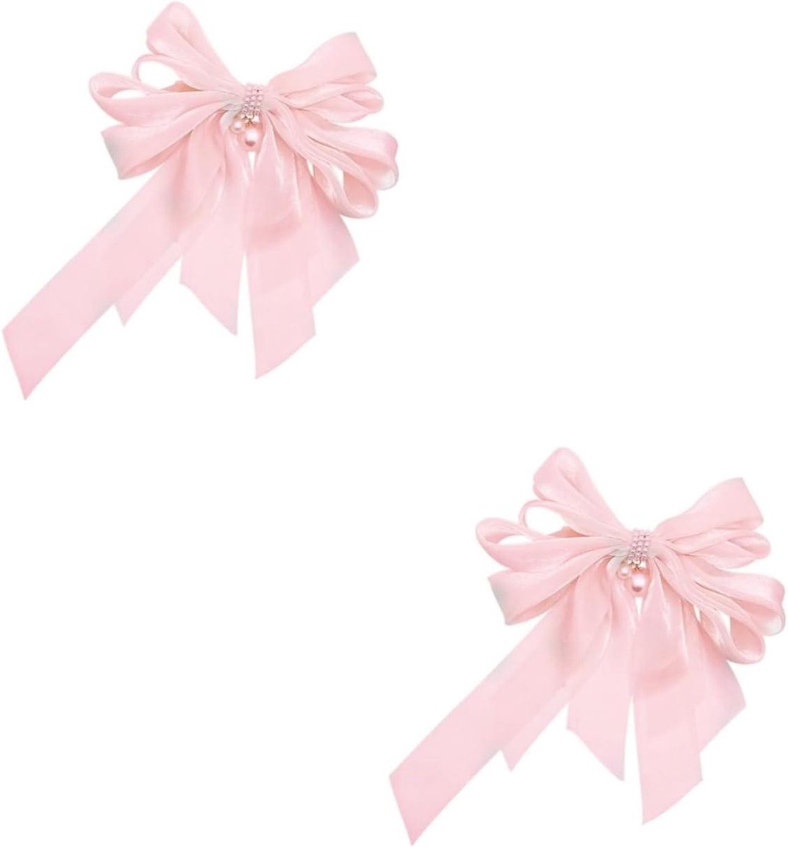 Haarstrik Set - Stoffen Clips - Dagelijkse Looks - Met Pareldecoratie - 4 Stuks - Roze