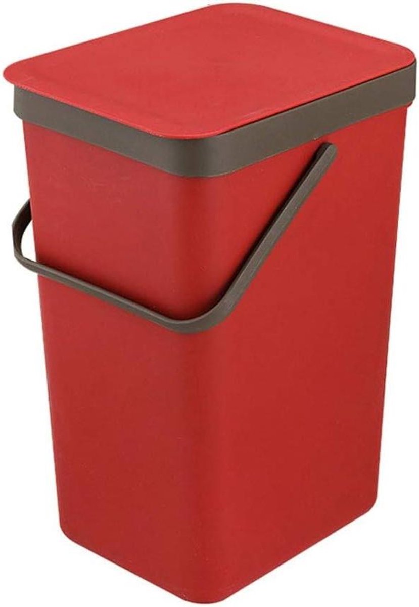 Prullenbak - Afvalbak - Thuisgebruik - Met Deksel - 18 Liter - Rood
