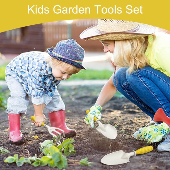Tuinset voor kinderen - Inclusief 3 minischepjes - Maïsvormig handvat - Kan gebruikt worden als speelgoed om te planten - Geschikt voor kinderen en beginners - Te gebruiken in tuinen, op terrassen en gazons van Merkloos	 — afbeelding 3