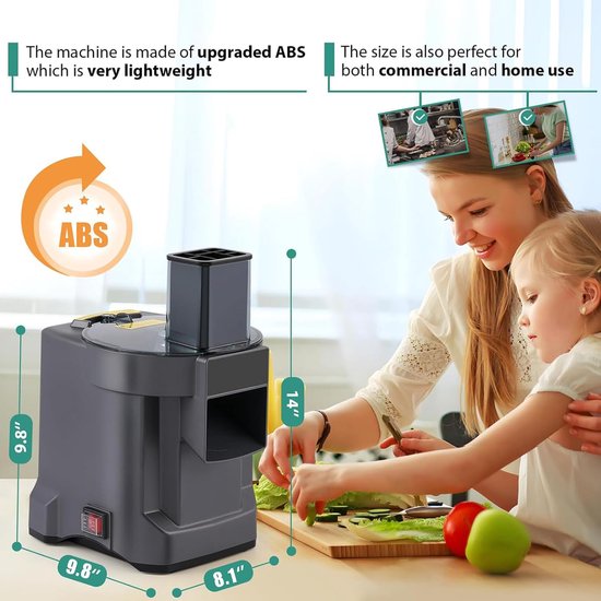 Elektrische Groentesnijder - Keukenmachine Dicer - Snel Ingrediënten Verwerken - 3-in-1 Functionaliteit - 25x20x35 cm - Zilver — afbeelding 3