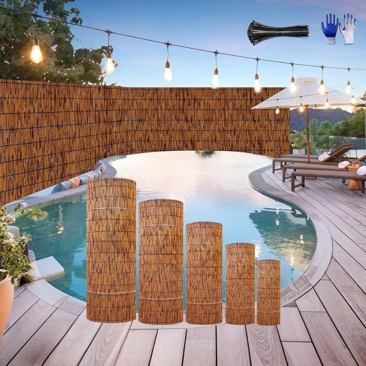 Balkonscherm Bamboe - Tuinscherm Windscherm - Privacy Creëren - Dubbellaags Constructie -