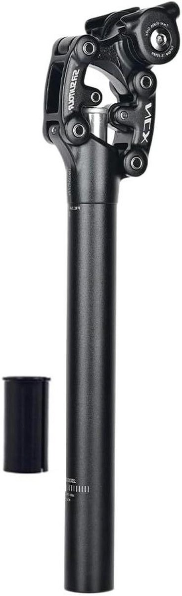 Verende Zadelpen - Schokdemper Zitbuis - Comfortabel Fietsen - Parallelogram Systeem - 350mm Lengte - Zwart
