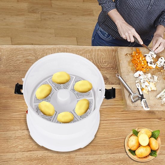 Automatische Aardappelschilmachine - Elektrische Dunschiller - Snel Groenten Schillen - 2-in-1 Functie - 1kg Capaciteit - Wit — afbeelding 4