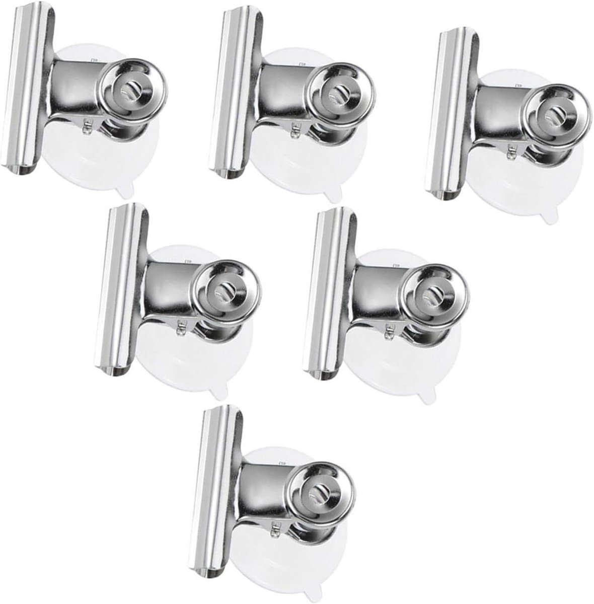 Zuignap Clips - Klem Houder - Opbergen Thuis - Roestvrij Staal - 6 Stuks - Zilver