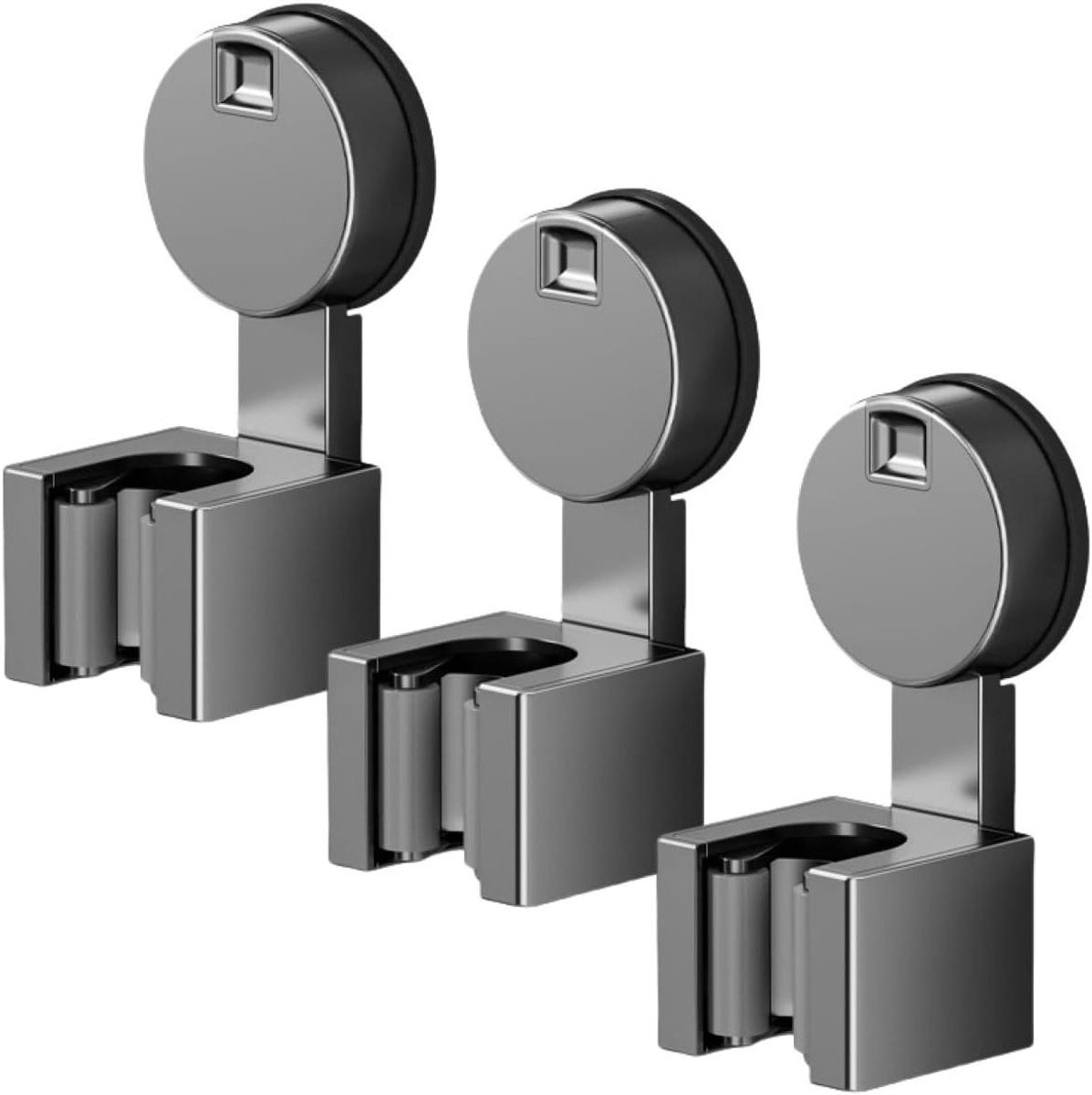 Bezem Houder - Mop Organizer - Ruimte Besparen - Zuignap Bevestiging - 3 Stuks - Zwart