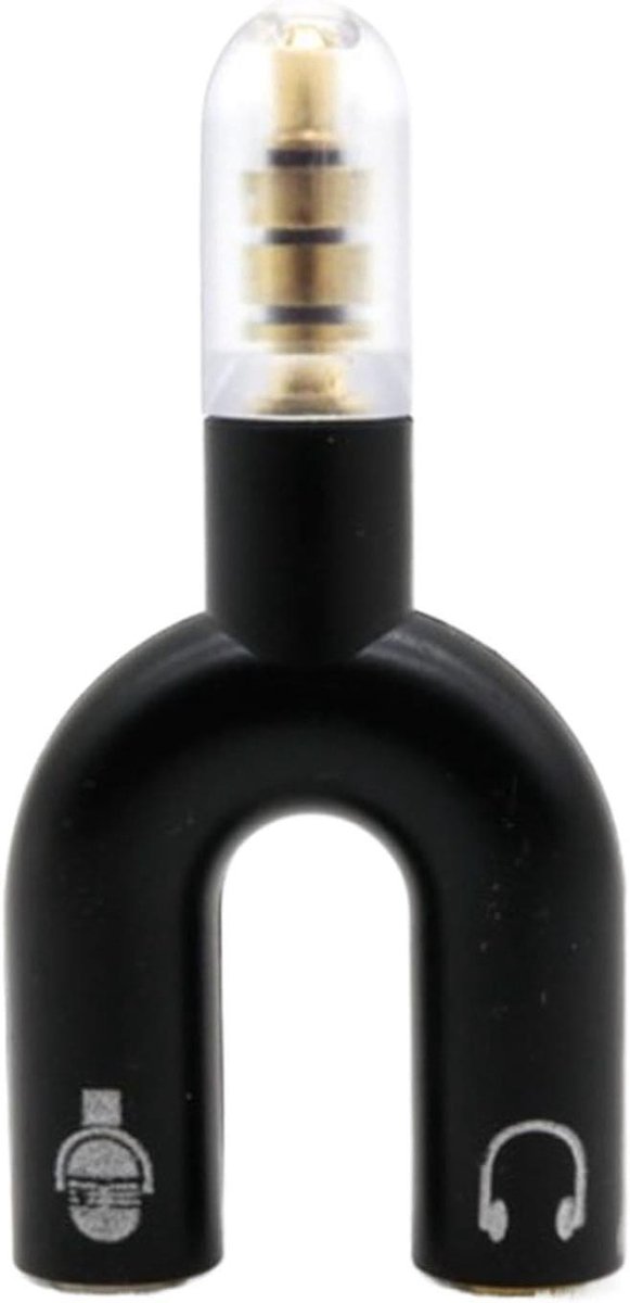 Audio Splitter - Hoofdtelefoon Adapter - Audio Delen - U-Vorm Ontwerp - Compact Formaat - Zwart