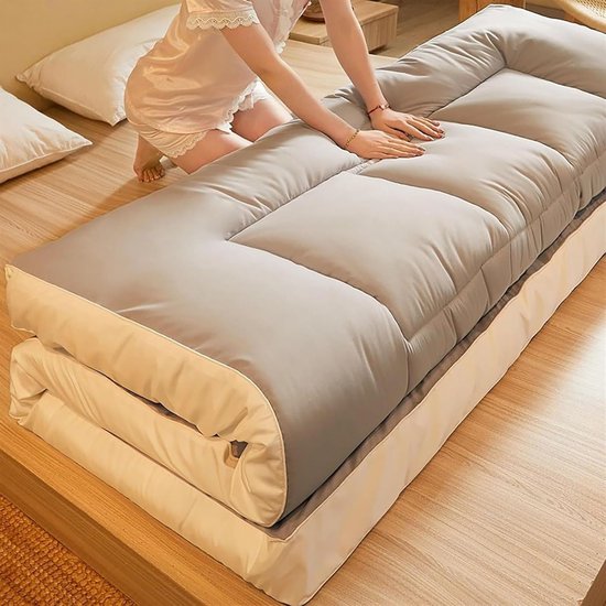 Japanse vloermatras - Futon matras - Comfortabel slapen - Ademend en zacht - 90x200 cm - Grijs — afbeelding 5