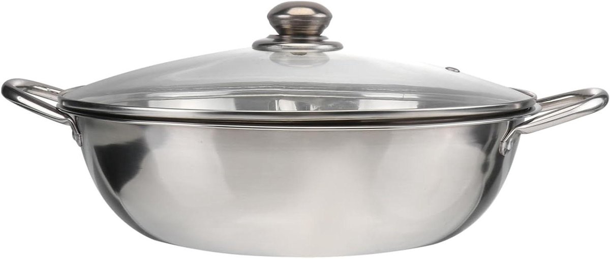 Inductie Kookpan Dubbele Compartimenten Samen Koken Roestvrij Staal 32 cm Zilver