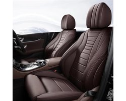 Autostoelhoezen Set - Stoelbeschermers Auto - Interieur Beschermen - Waterdicht PU Leer - Complete Set - Koffie