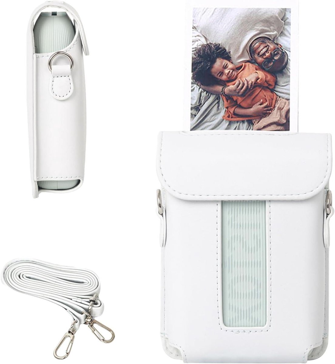 Printer Hoes - Beschermhoes PU - Foto's Printen - Magnetische Deksel - Met Schouderband - Klei Wit