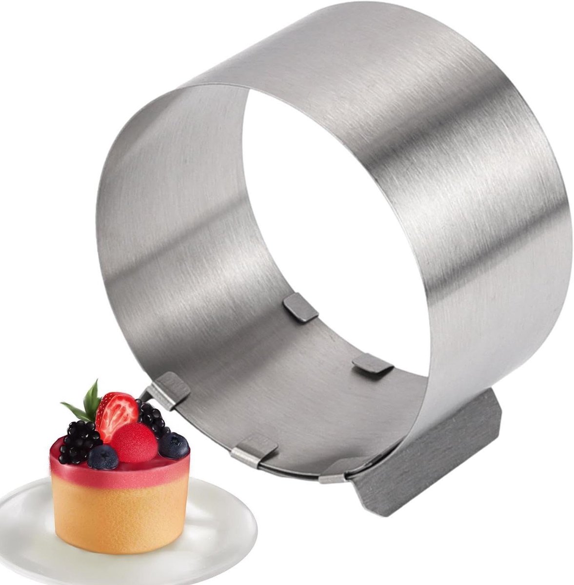 Cake bakring - Verstelbare vorm - Desserts maken - Roestvrij staal - 6-10 cm diameter - Zilver