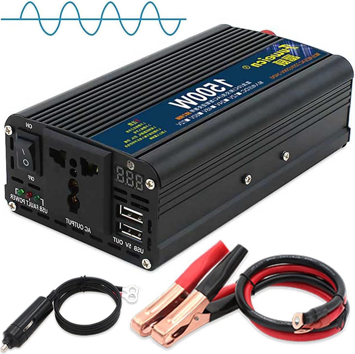 Stroomomvormer - Auto Adapter - Mobiele Energie - Zuivere Sinus - 3500 Watt - Zwart