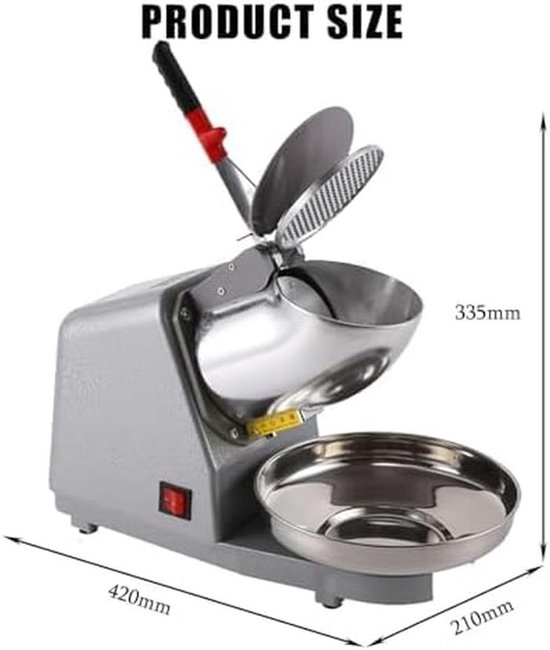 Elektrische Ijsbreker - IJsscheerapparaat - Drankjes Maken - Dubbele Messen - 85 kg/uur - Zilver — afbeelding 2