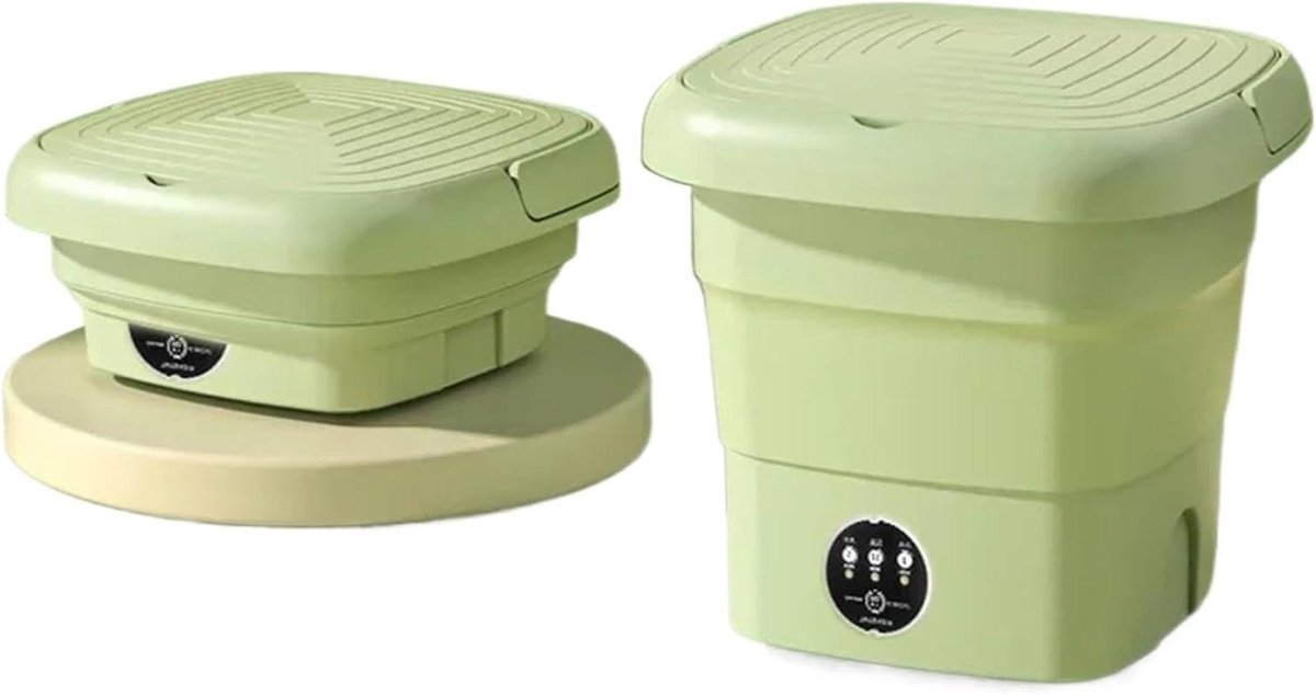 Draagbare Wasmachine Opvouwbare Mini Reizen en Kamperen Snelle Centrifuge 45L Capaciteit Groen