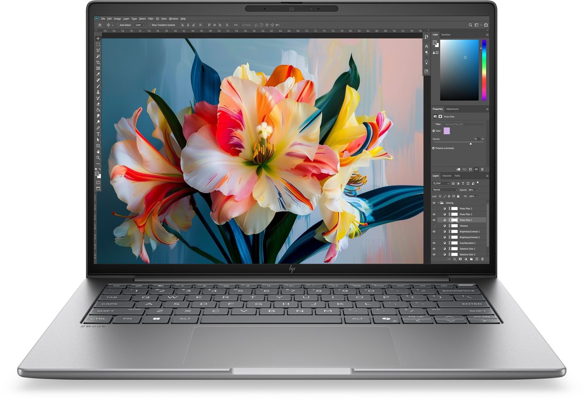 HP ZBook 8 G2i Wolf Pro Security Edition Copilot+ PC Intel Core Ultra 7 356H Mobiel werkstation 35,6 cm (14") WUXGA 24 GB DDR5-SDRAM 1 TB SSD NVIDIA RTX PRO 500 Blackwell Wi-Fi 7 (802.11be) Windows 11 Pro AI Workstation, AI PC Zilver QWERTY