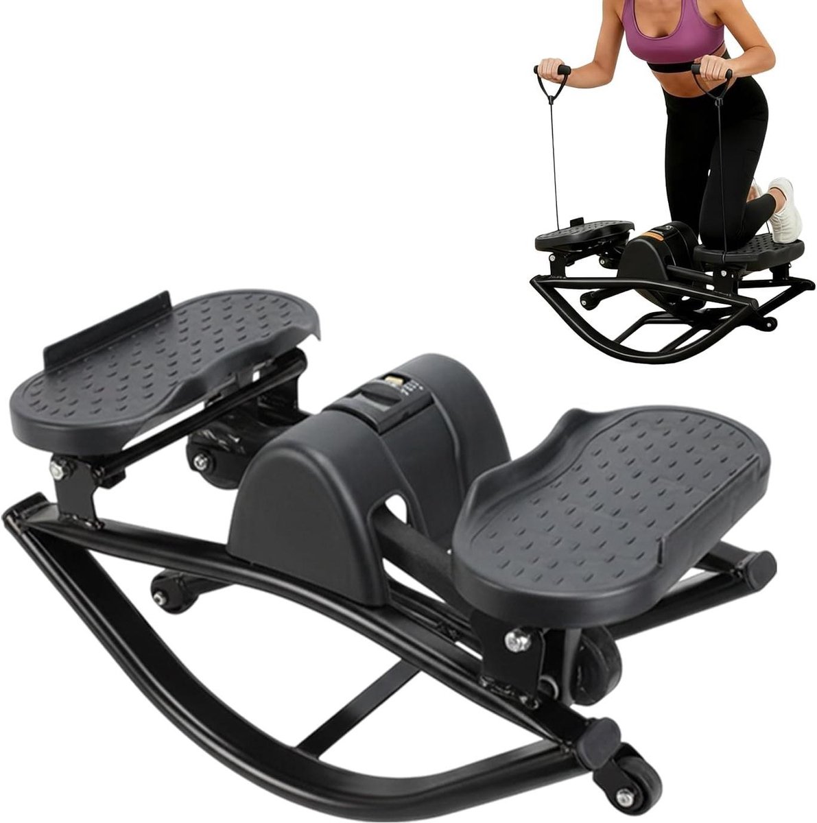 Stepperapparaat - Draagbare trainer - Actieve levensstijl - Stille hydraulische technologie - 49x27x23cm - Zwart