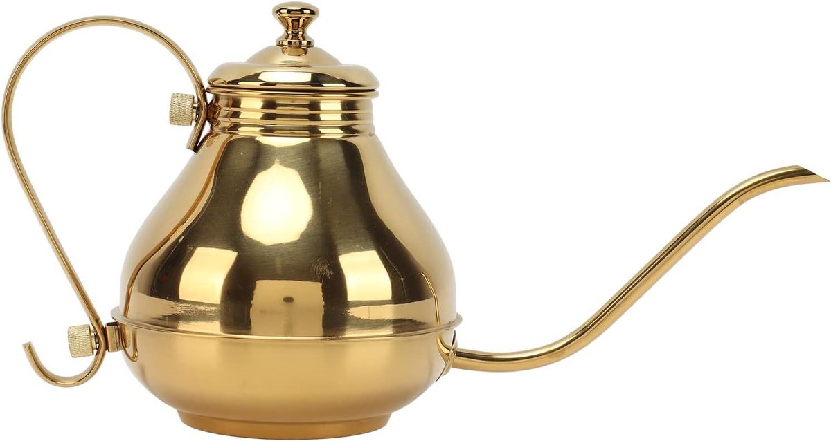 Koffieketel - Waterkoker Theepot - Koffie Zetten - Dunne Mond - Roestvrij Staal - Goud