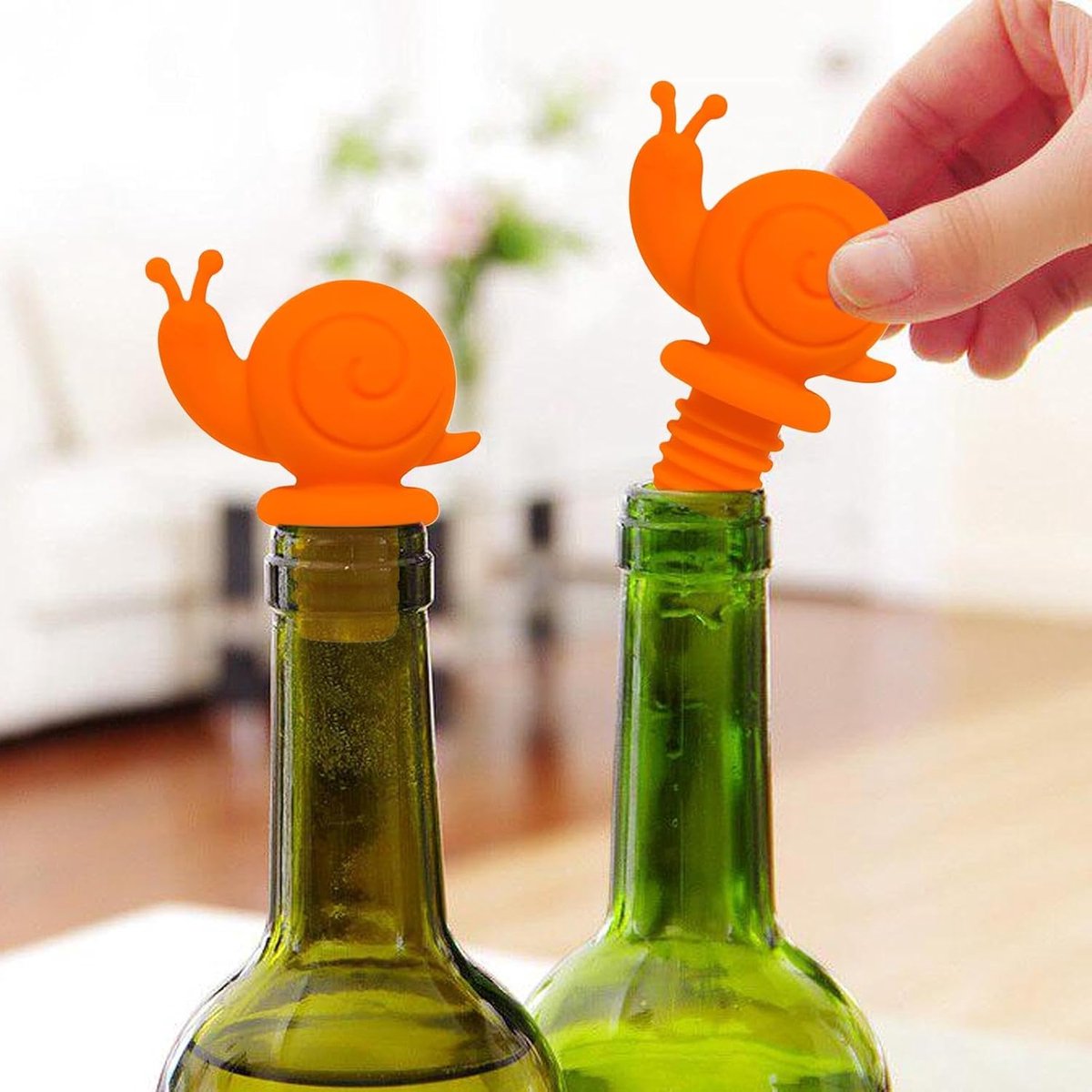 Wijnstopper - Flesstop - Dranken Bewaren - Slakkenontwerp - 6 cm - Oranje