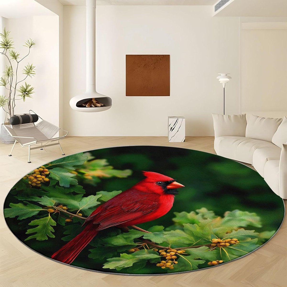 Rond Vloerkleed - Zachte Loper - Woonkamer Decoratie - Antislip Bodem - 160 cm - Groene Bl
