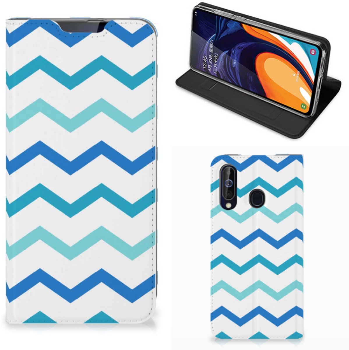 Samsung Galaxy A60 Hoesje met Magneet Zigzag Blauw