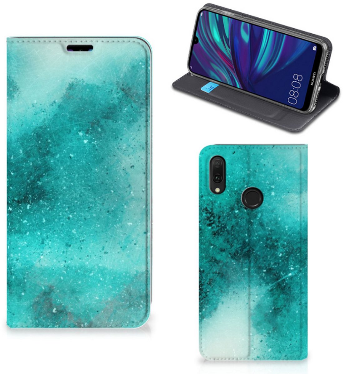 Bookcase Huawei Y7 hoesje Y7 Pro (2019) Painting Blue