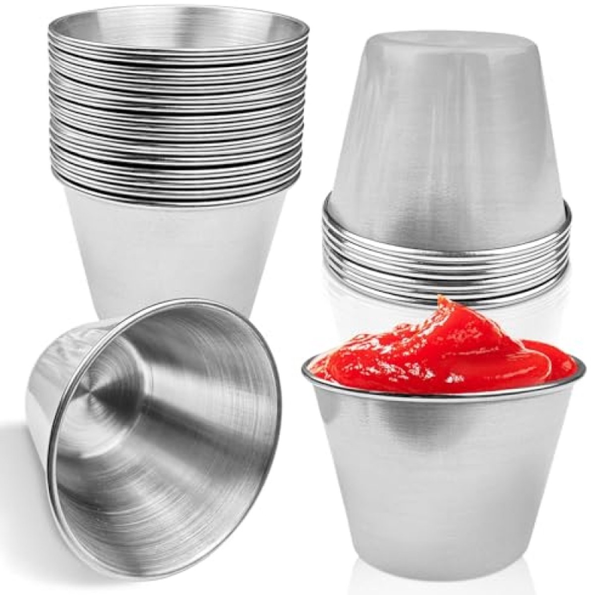 20 stuks roestvrijstalen dipschaaltjes - compact en stapelbaar voor sauzen en dressings