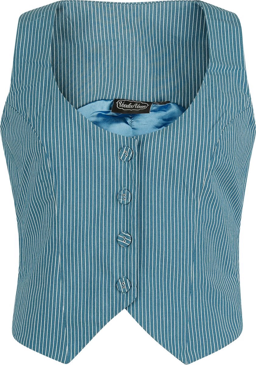 Voodoo Vixen Pinstripe Collard Dames Bodywarmer - blauw - S