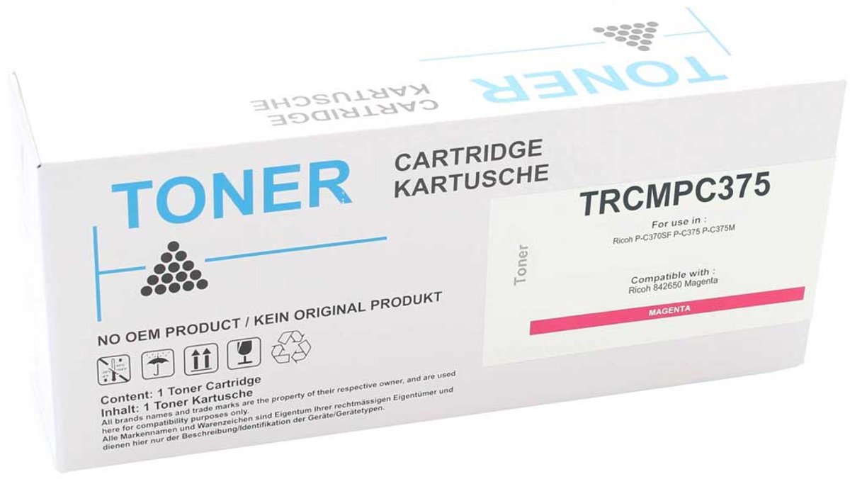 Ricoh - Toner cartridge - TRCMPC375 - Magenta - 10.000 pagina’s - Huismerk - geschikt voor Ricoh P-C370SF, Ricoh P-C375, Ricoh P-C375M