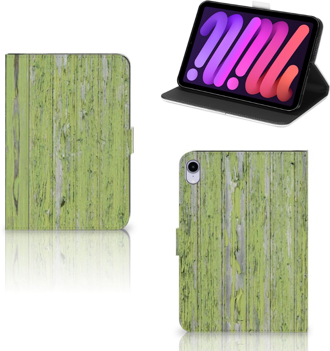 iPad Mini 6 (2021) Tablet Book Cover Green Wood