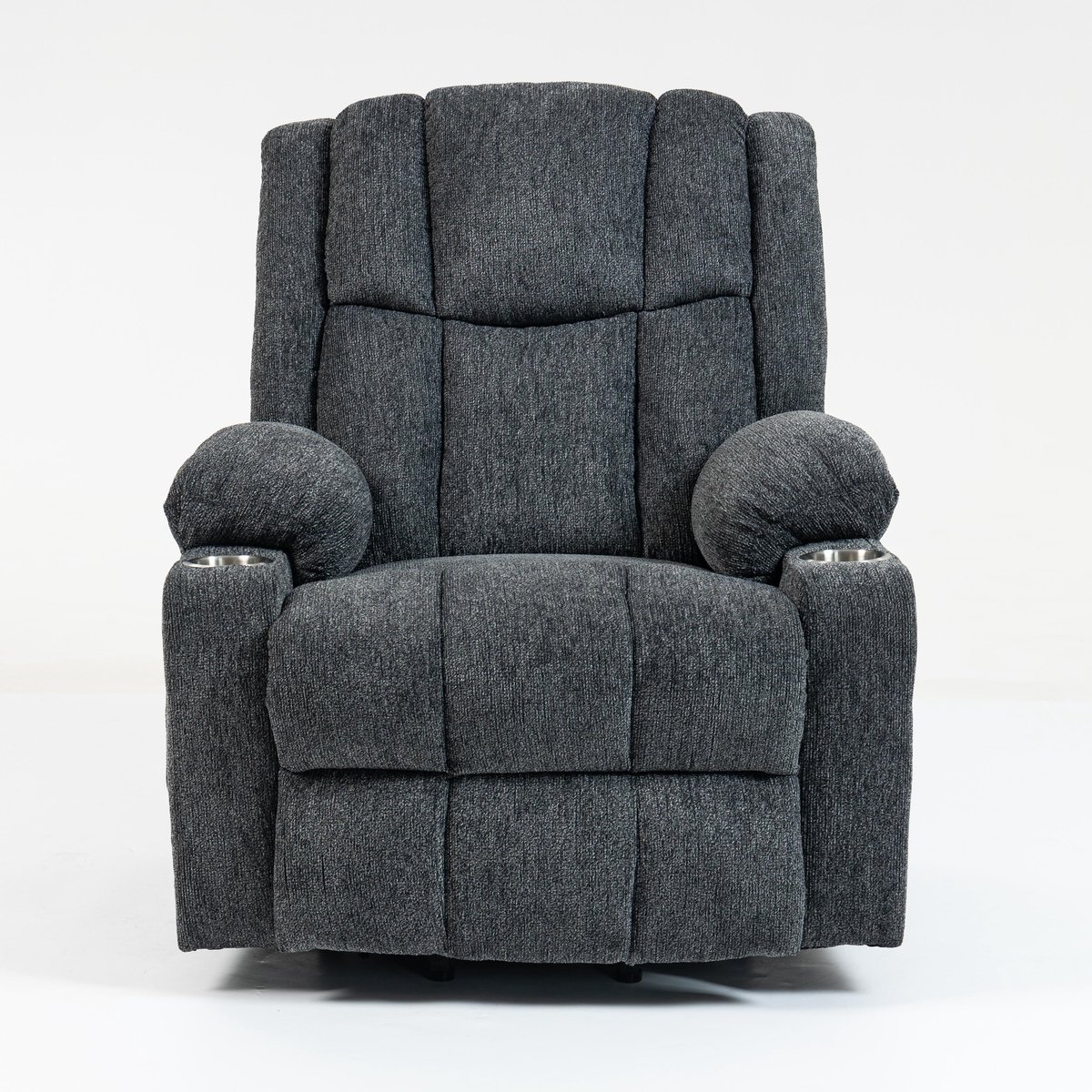 Merax Elektrische Sta-op Stoel met Massage en Verwarming - Relaxfauteuil met Liftfunctie en Voetensteun - Seniorenstoel met Afstandsbediening - Bekerhouder en Opbergvakken - Donkergrijs