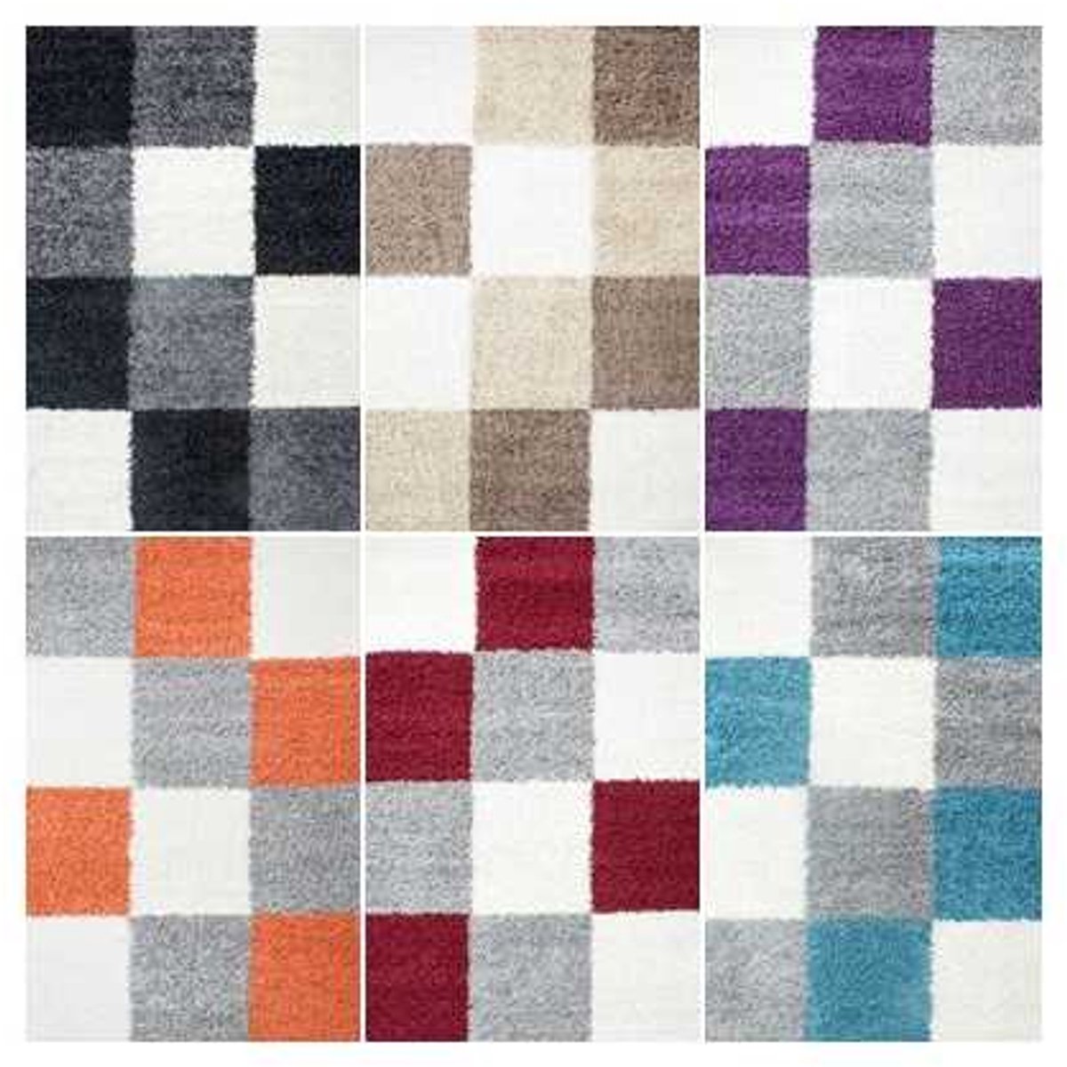 TapisTrend Harig tapijt Rood-Wit-Grijs 80x250 cm Een hoogpolig vloerkleed met een ruitpatroon, verkrijgbaar in verschillende kleuren en maten